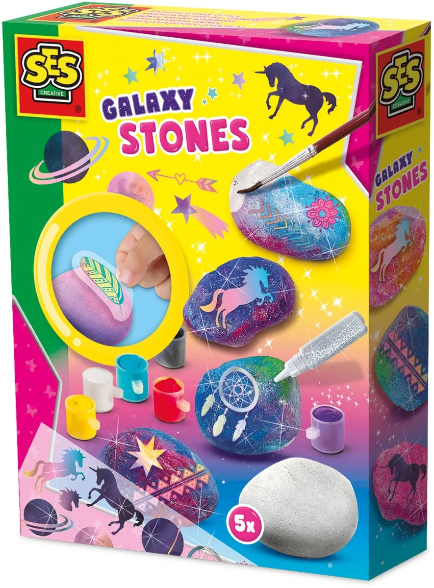 SES Creative Galaxy Stenen Schilderen Knutselset - 5 Stuks