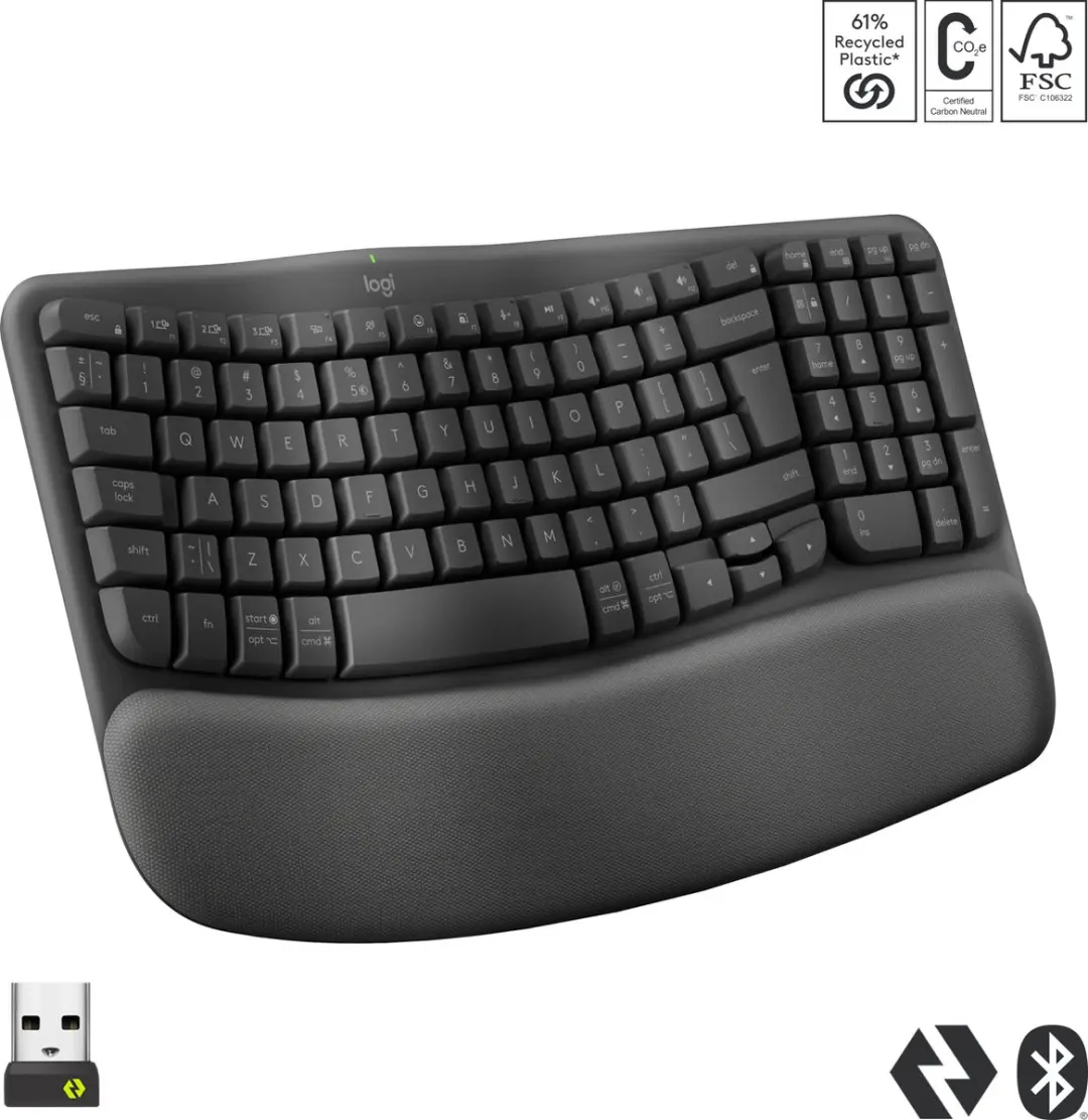 Logitech Wave Keys 920-012292 Draadloos Toetsenbord - Azerty - Grafiet - afbeelding 3 van 6
