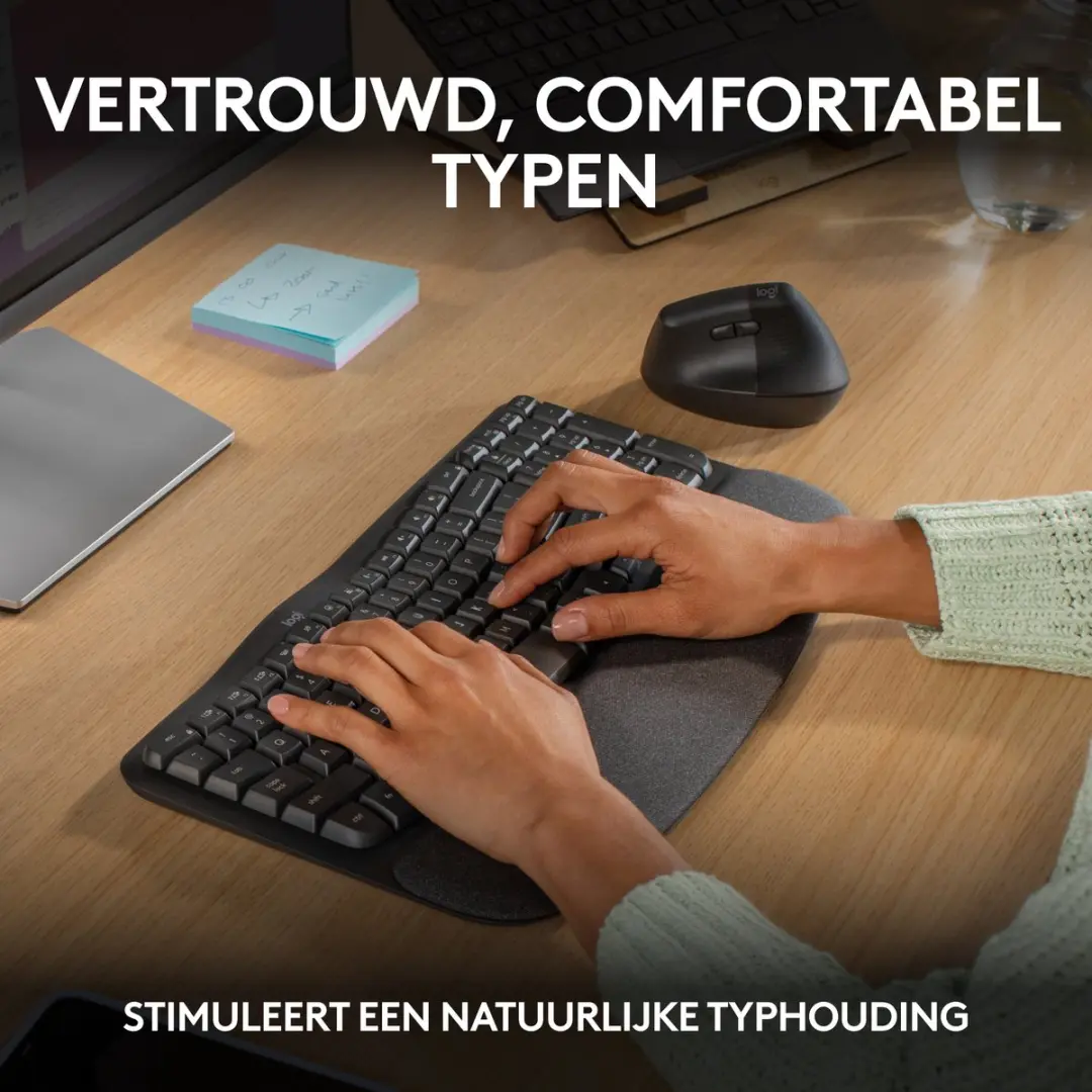 Logitech Wave Keys 920-012292 Draadloos Toetsenbord - Azerty - Grafiet - afbeelding 2 van 6