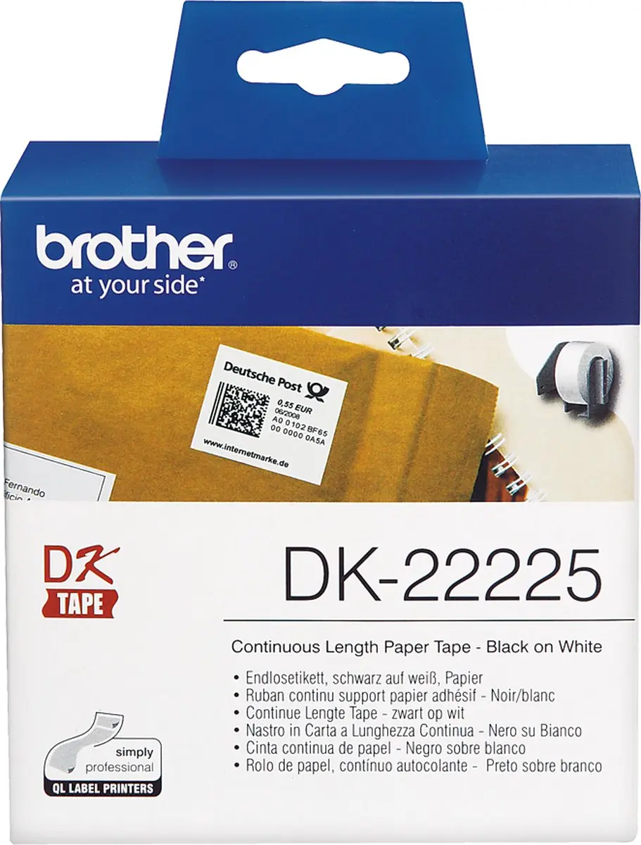 Brother DK-22225 Etikettenrol - 38mm Wit