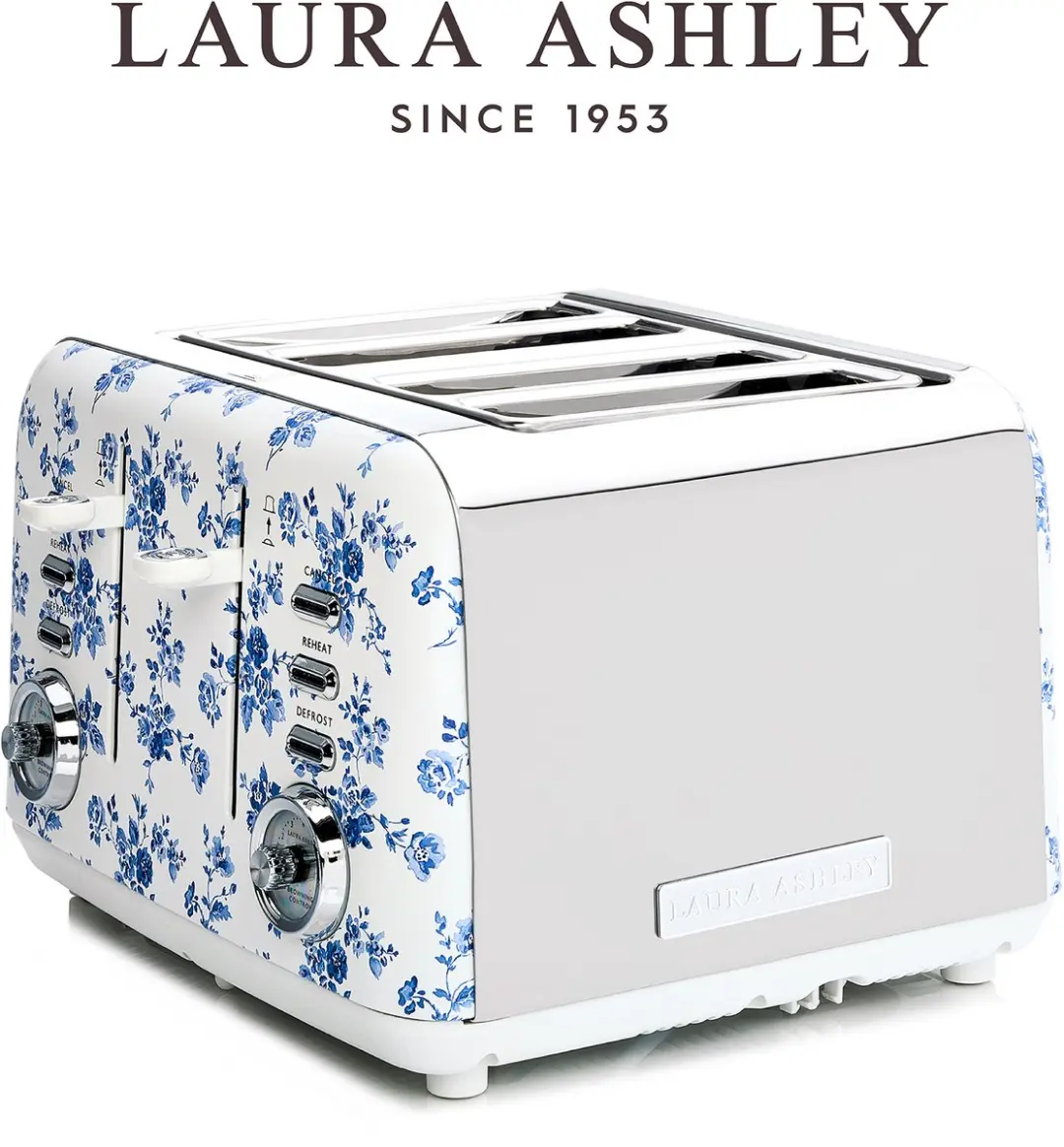 Laura Ashley Toaster für 4 Scheiben, 7 Einstellungen, breite Schlitze, Krümels