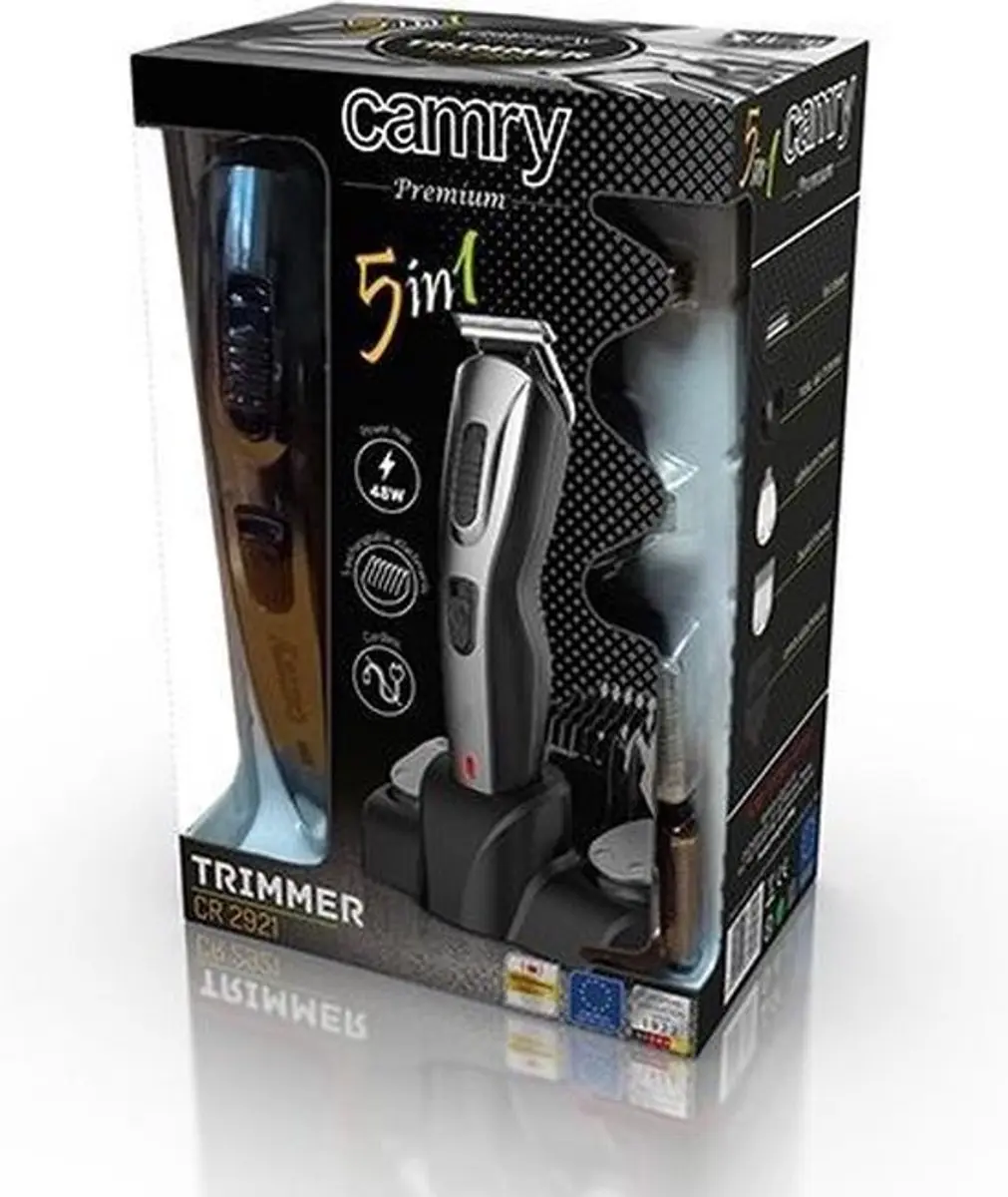 Camry CR2921 Trimmer 5-in-1 - 5 Opzetstukken - Zwart/Grijs - afbeelding 5 van 6