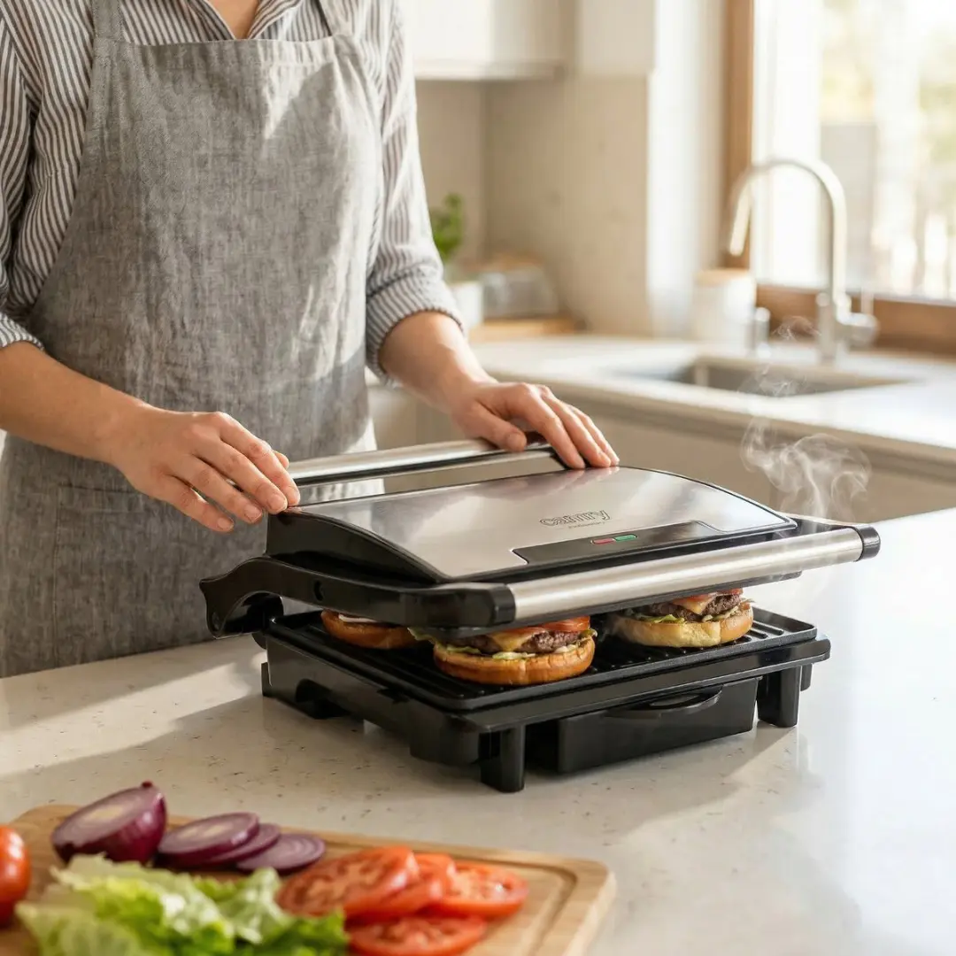 Camry CR 3044 Contactgrill - 2100W - 2 Platen - Zwart/RVS - afbeelding 4 van 6