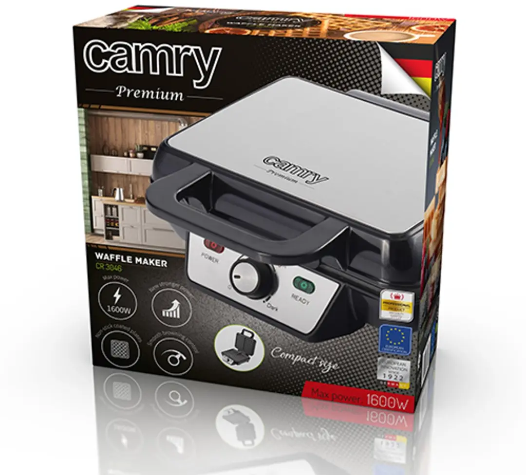 Camry CR 3046 Wafelmaker 1600W - Zwart - afbeelding 2 van 6