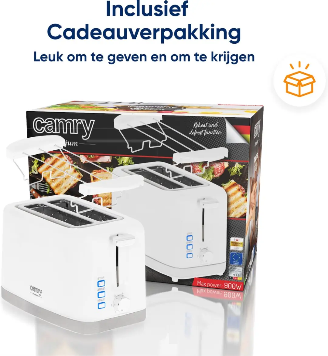 Camry CR3219 Broodrooster 2 Sneden - 900W - Wit - afbeelding 5 van 6