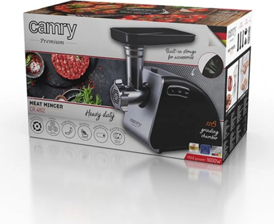 Camry CR 4812 Vleesmolen 1600W - Zwart/Zilver - afbeelding 2 van 6
