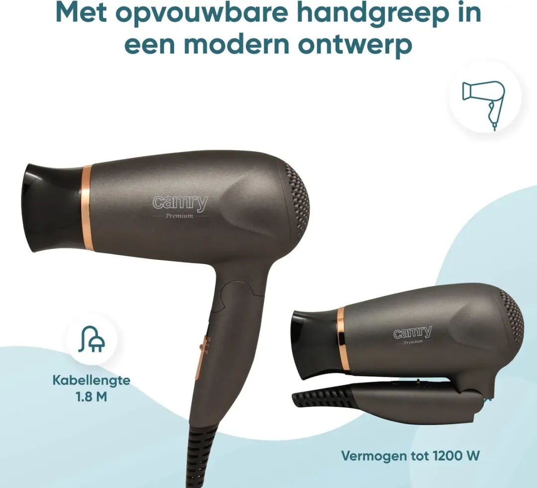 Camry CR2261 Haardroger 1400W - Goud - afbeelding 2 van 5
