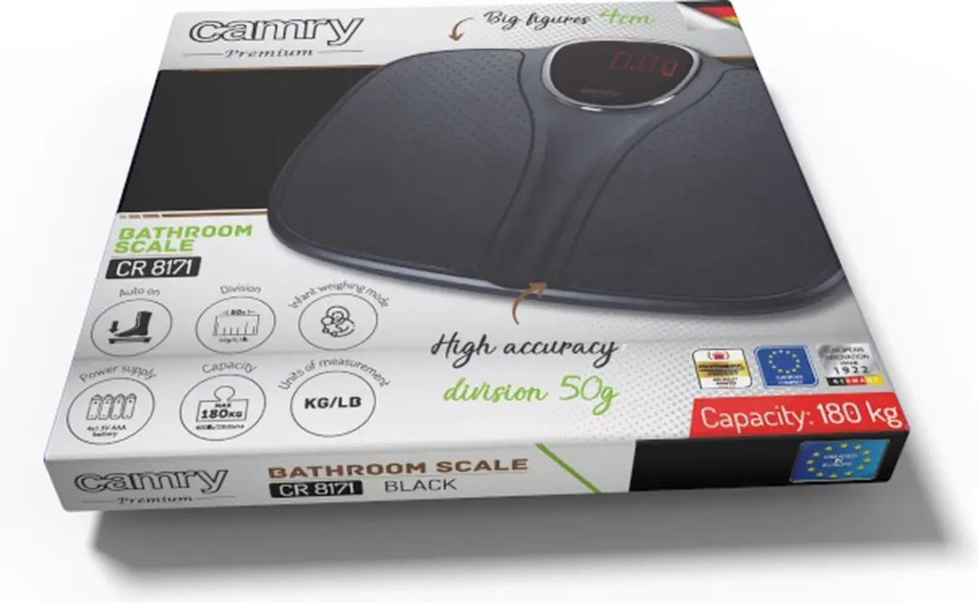 Camry CR 8171 Personenweegschaal - 180 kg - Zwart - afbeelding 4 van 5