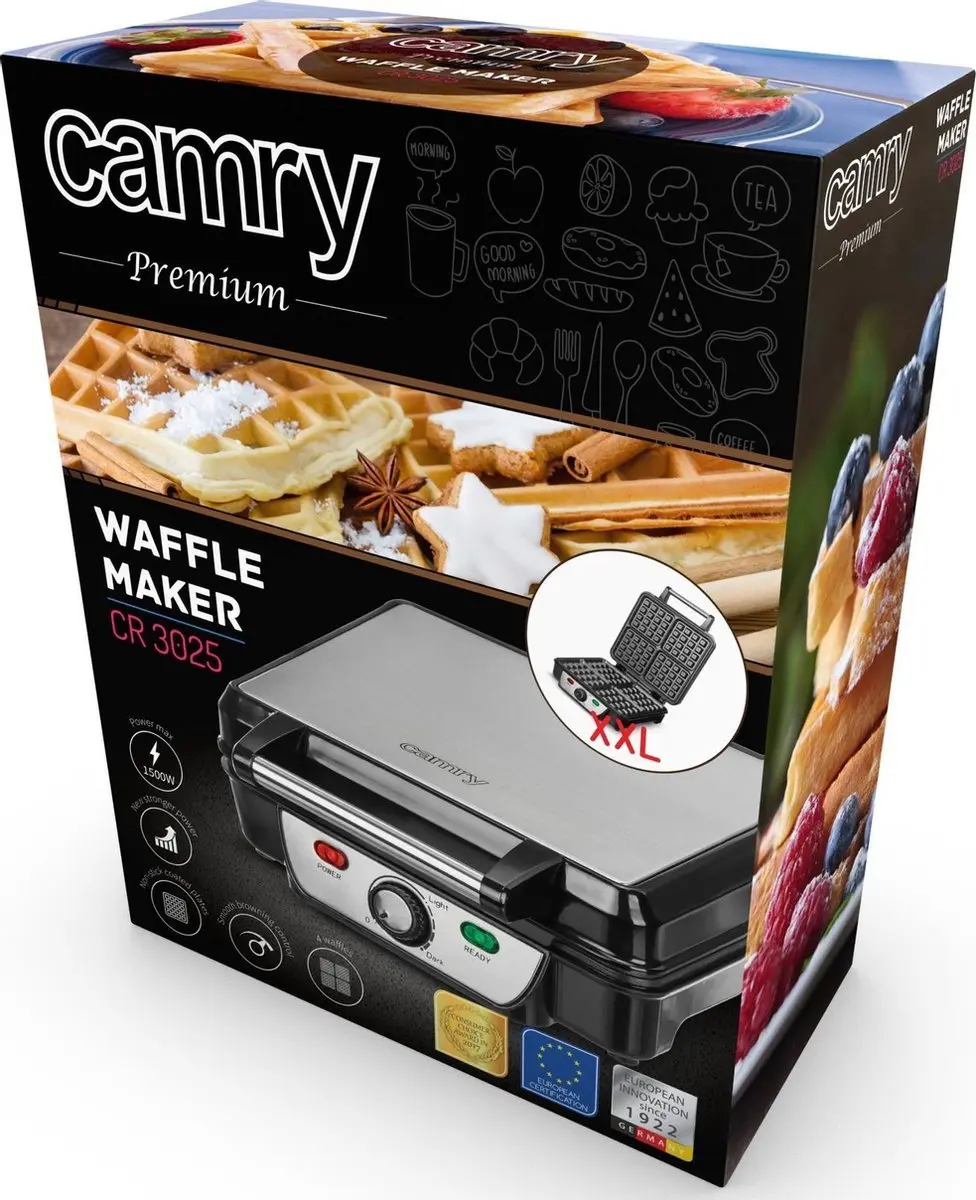 Camry CR 3025 Wafelmaker 1500W - 2 Platen - afbeelding 3 van 6
