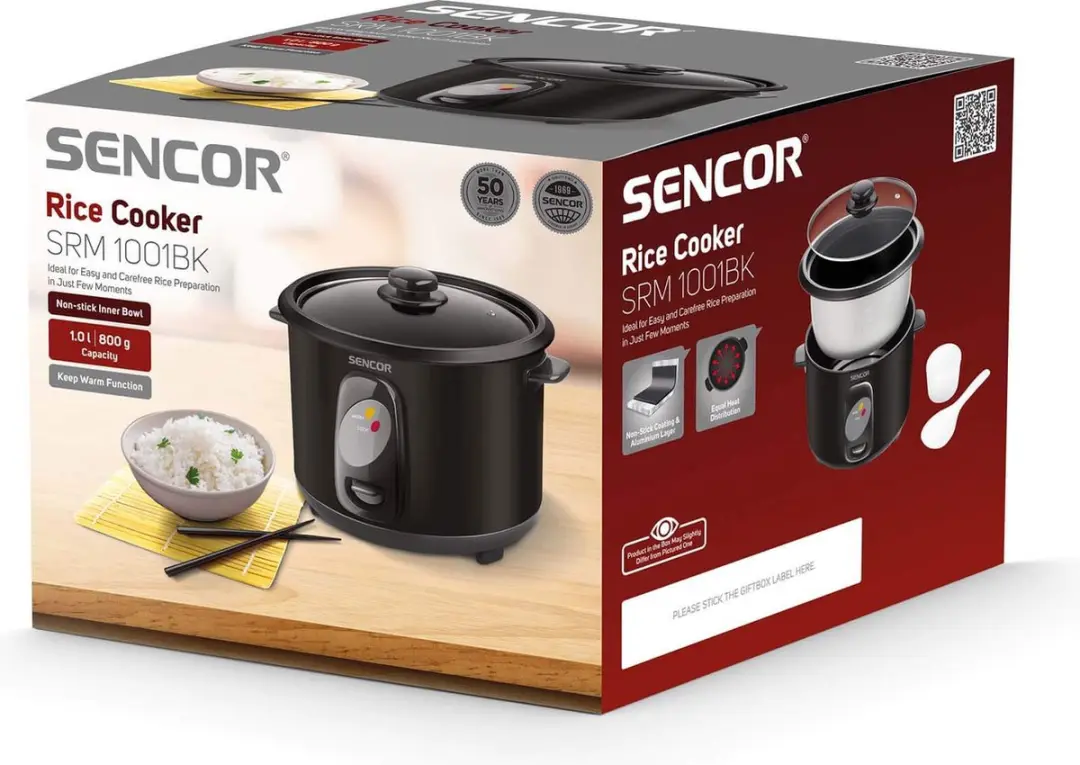 Sencor SRM 1001BK Rijstkoker - 400W - 1L - 7 Porties - afbeelding 4 van 6