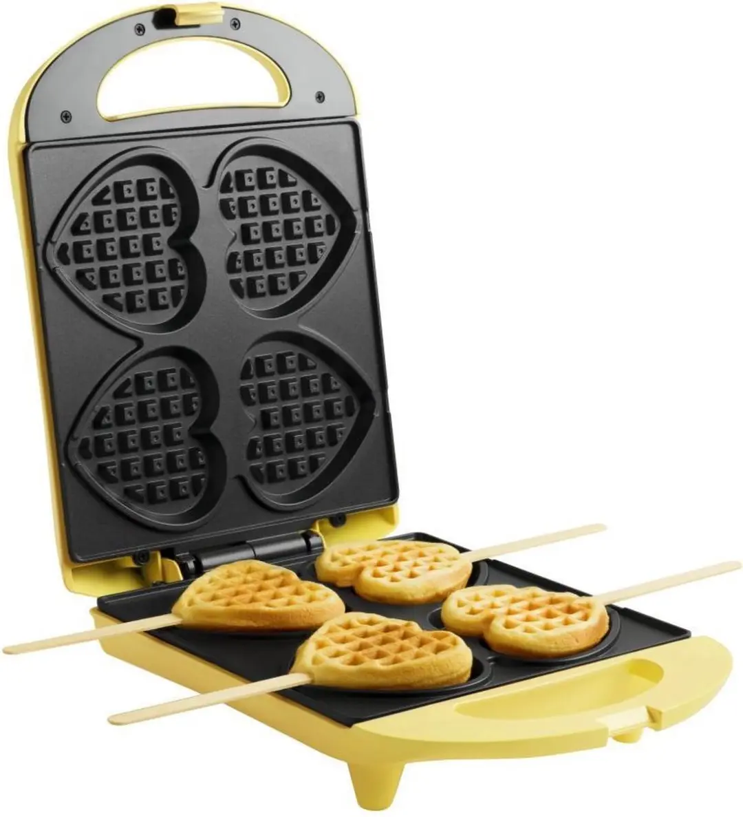 Bestron DSW271 Wafelijzer 1400W - 4 Hartvormige Wafels - Geel - afbeelding 4 van 6