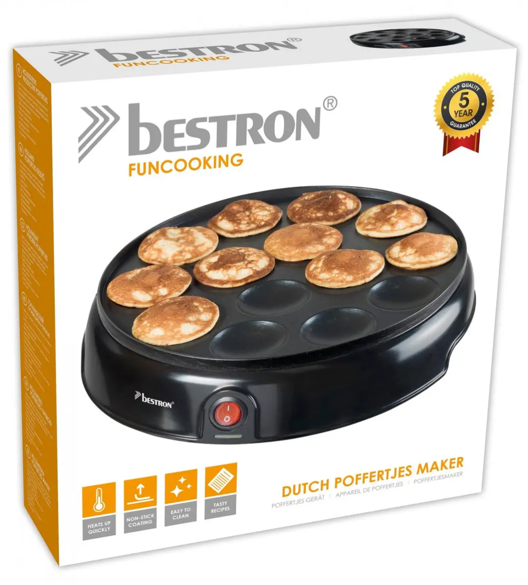 Bestron Poffertjespan APFM700Z - 800W - Zwart - afbeelding 3 van 6