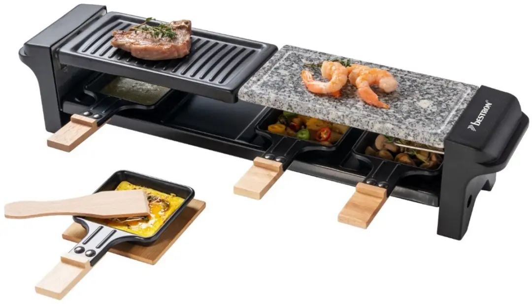 Bestron elektrische Gourmetstel, Raclette voor maximaal 4 personen, krasbestendi