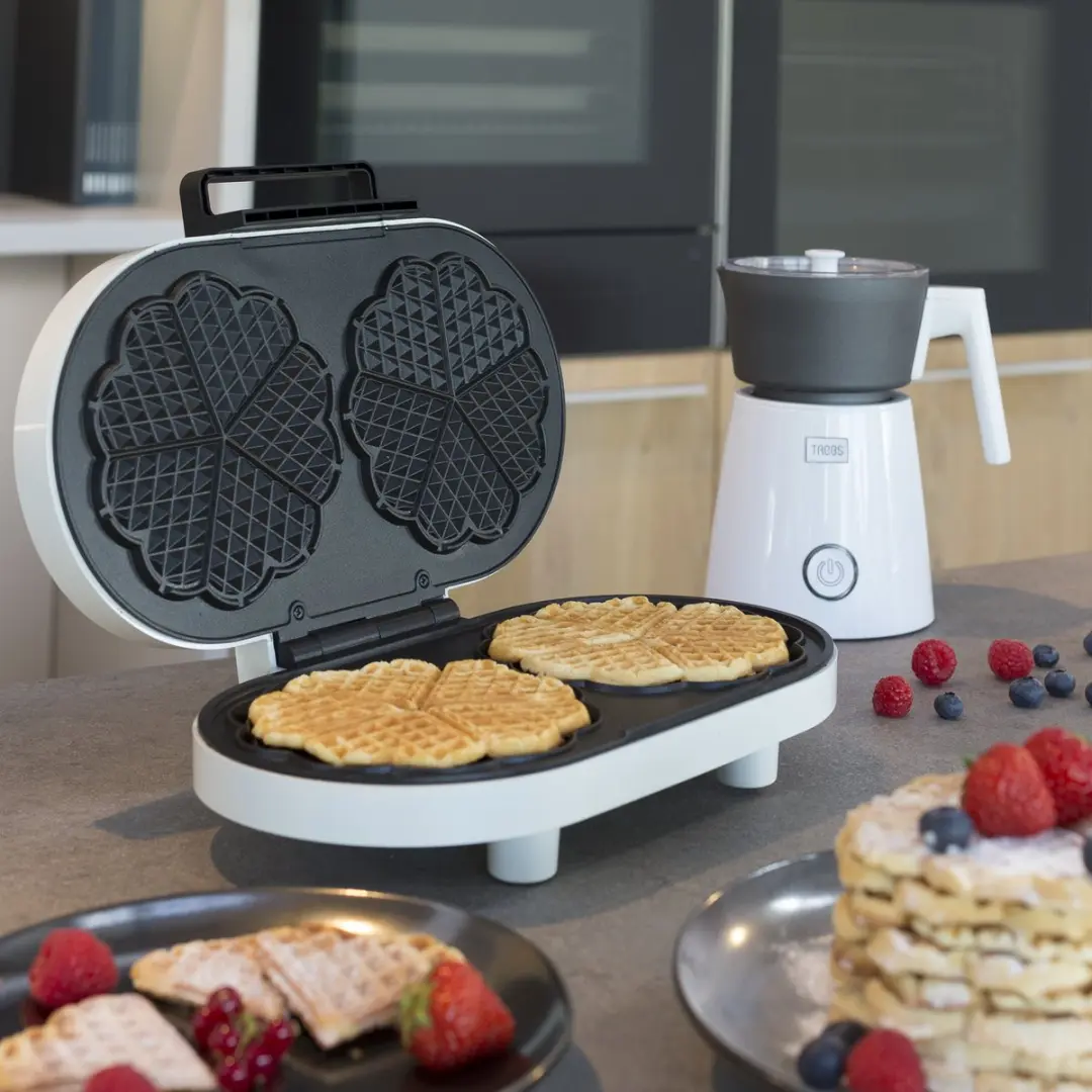 Trebs Wafelijzer 13120 - Dubbel Hartvormig - 1200W - Wit