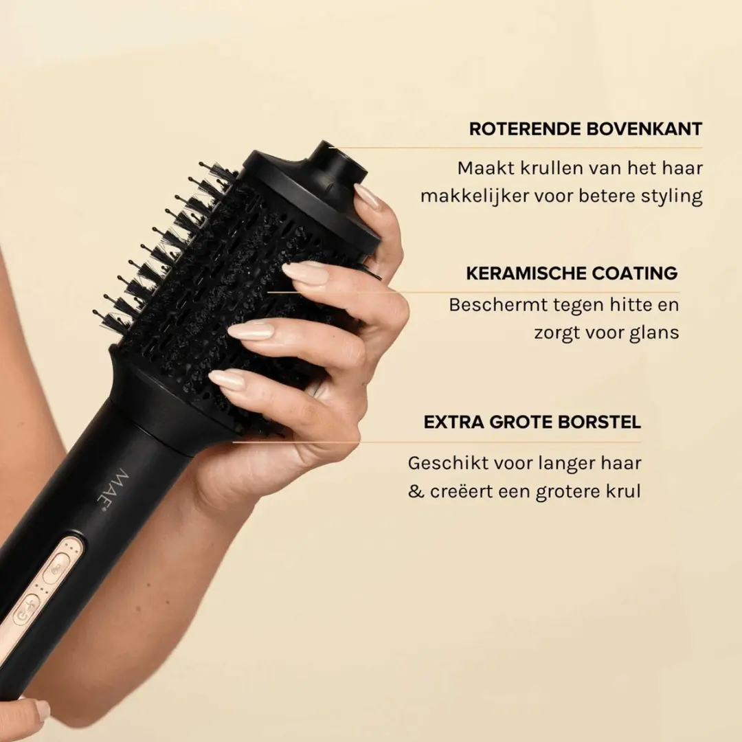 MAE Grote Volume Borstel Airstyler II/Pro II - Zwart