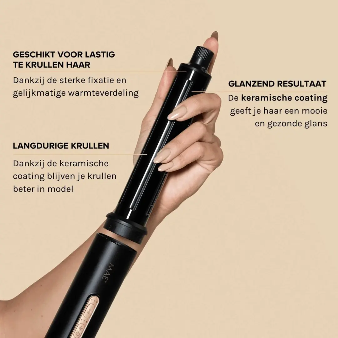 MAE Keramische Airstyler Opzetstukken 30mm - Krulborstel - Zwart