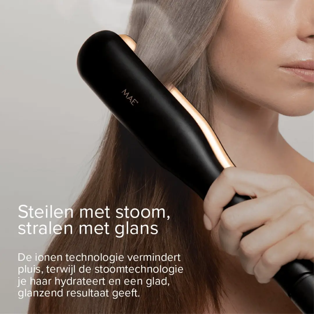 MAE Steam Straight Stijltang - Zwart