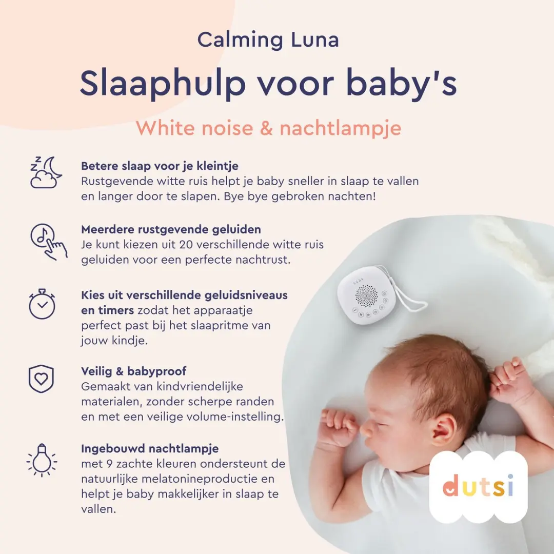 Dutsi Calming Luna White Noise Machine - 20 Geluiden - Multicolor
