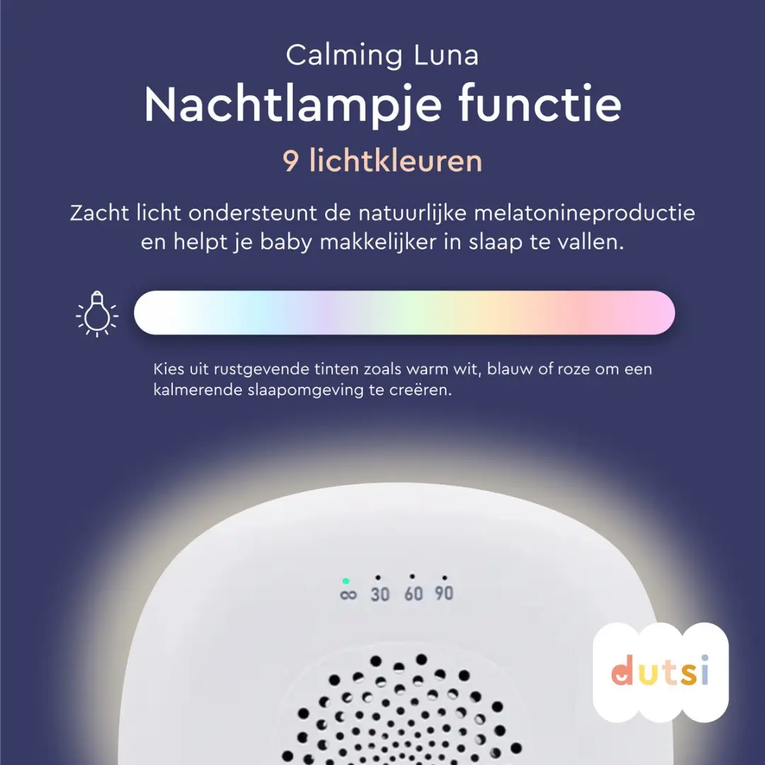 Dutsi Calming Luna White Noise Machine - 20 Geluiden - Multicolor