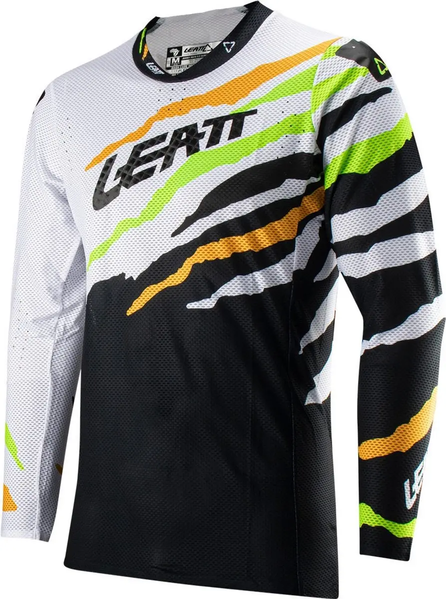 Leatt Moto 5.5 UltraWeld V23 Citrus Tiger Zwart Wit Groen Motocross Jersey -