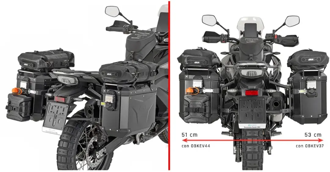 Givi Monokey Trekker Outback CF Moto 800MT-X Zijkoffers - Grijs