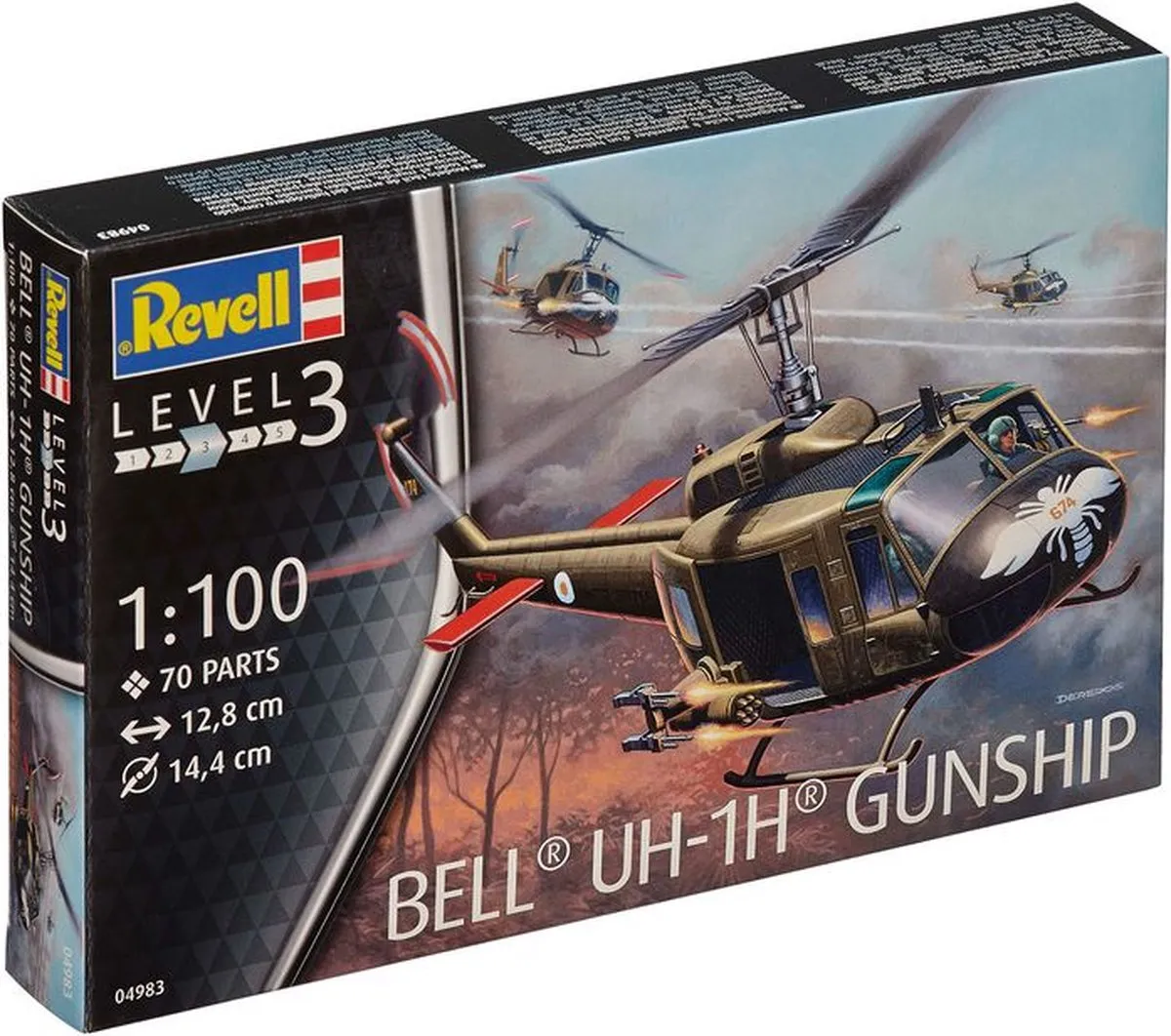 Revell Bell UH-1H Gunship Modelbouwpakket 1:10 - 70 Onderdelen - Multi