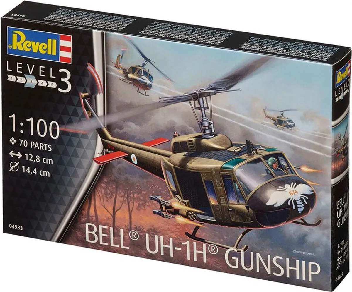 Revell Bell UH-1H Gunship Modelbouwpakket 1:10 - 70 Onderdelen - Multi