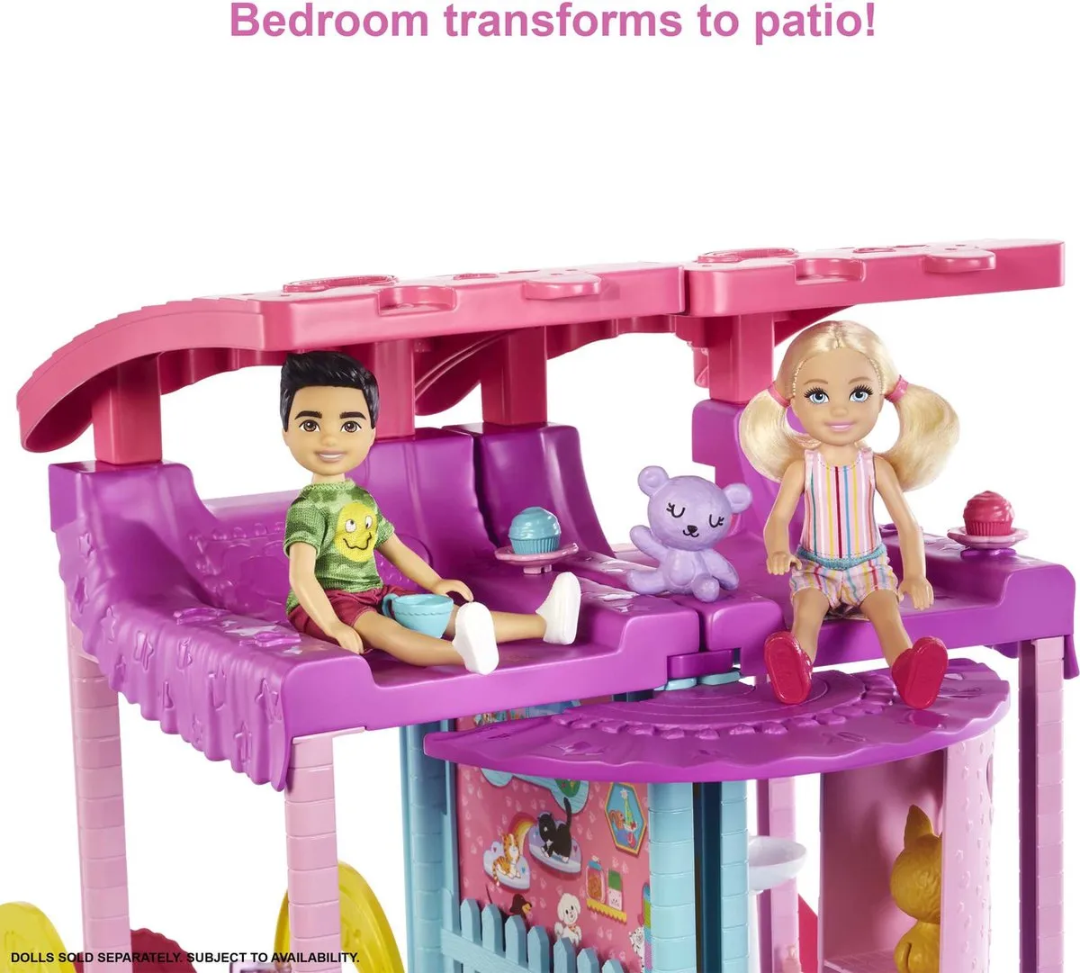 Barbie Chelsea Speelhuis - 20 Meubels, 1 Pop - Geel/Blauw/Rozig
