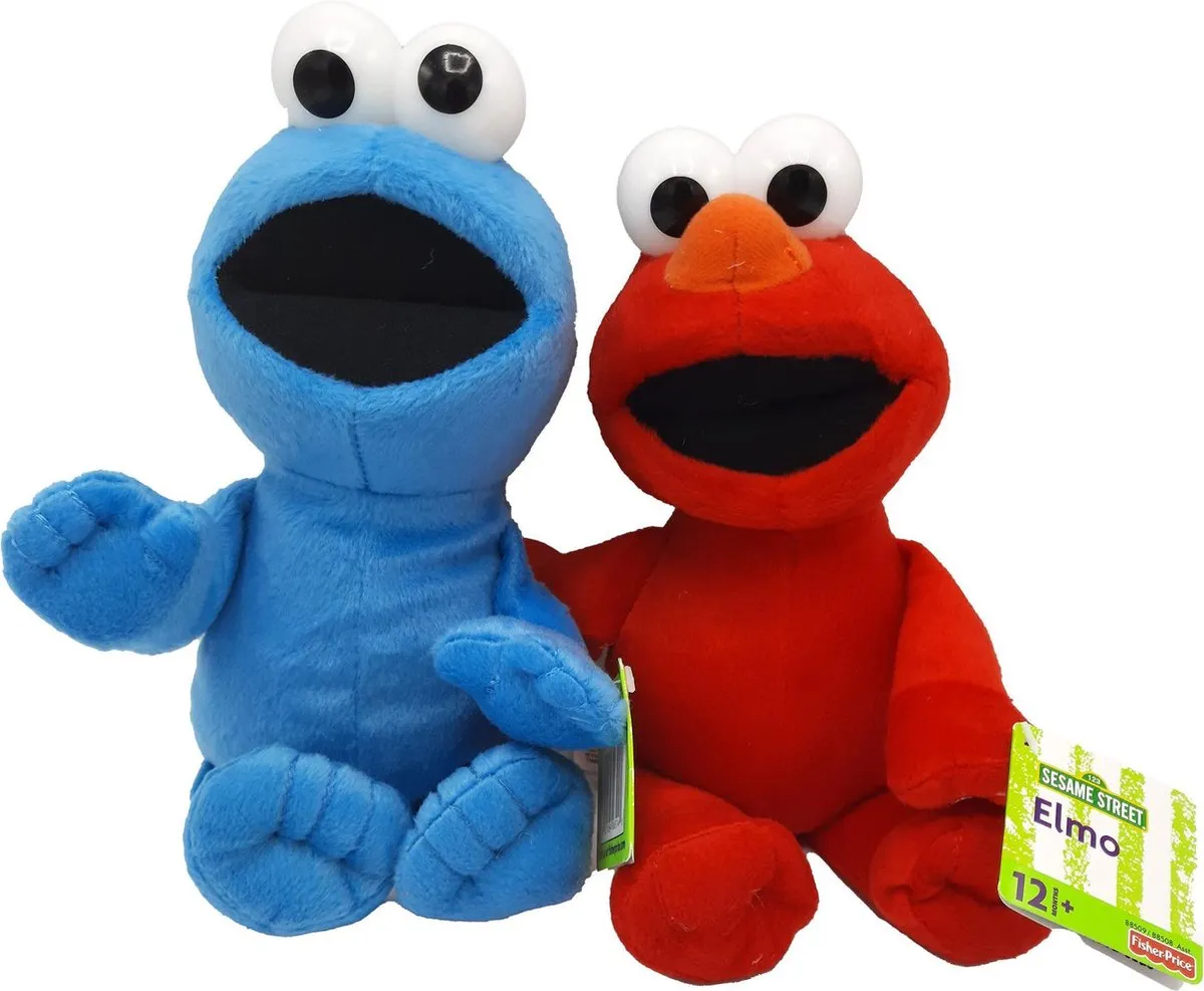 Fisher Price Sesamstraat Knuffelvoordeelset Elmo & Koekiemonster - 28/30 cm