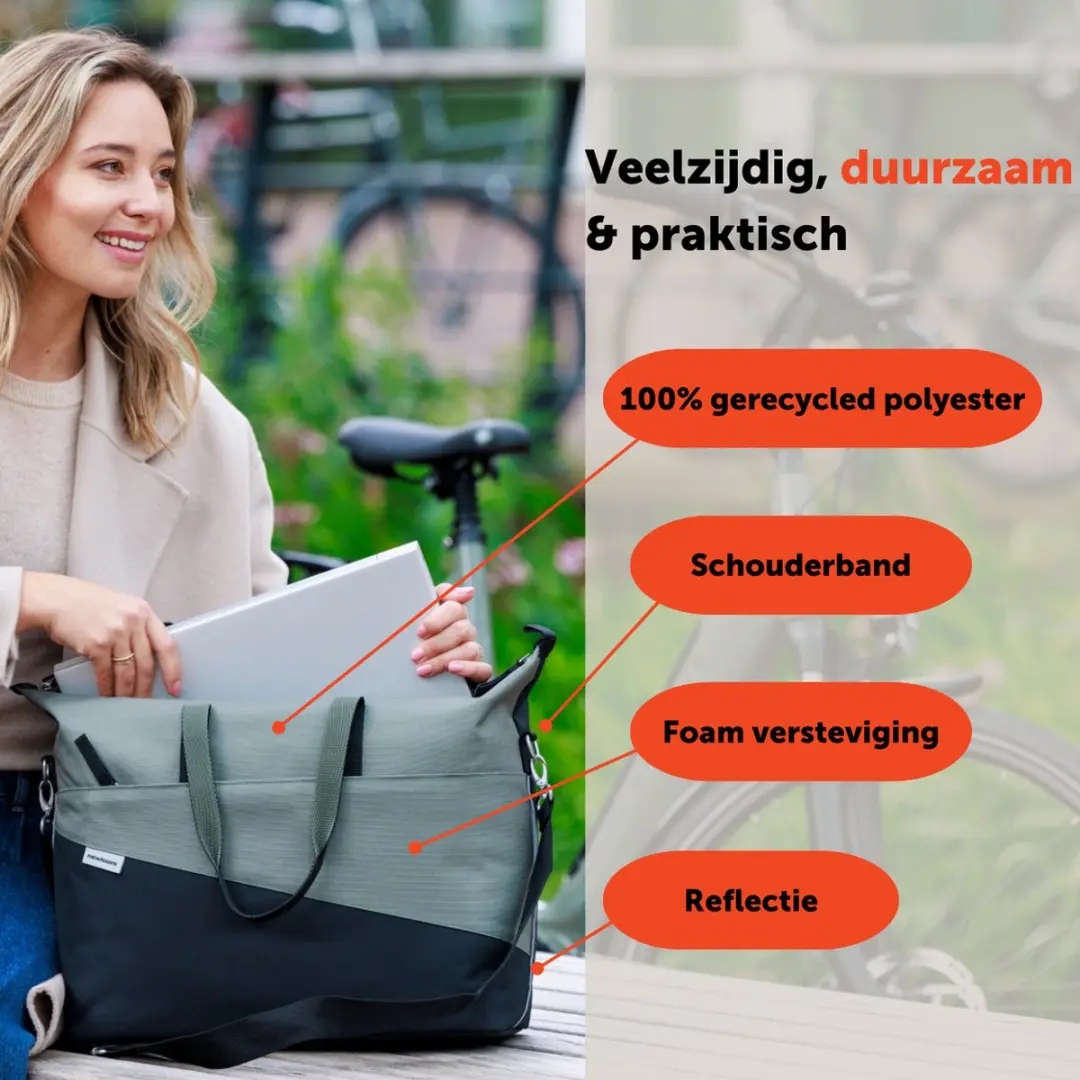 New Looxs Oslo Tendo Enkele Fietstas - 21L - Black-Green