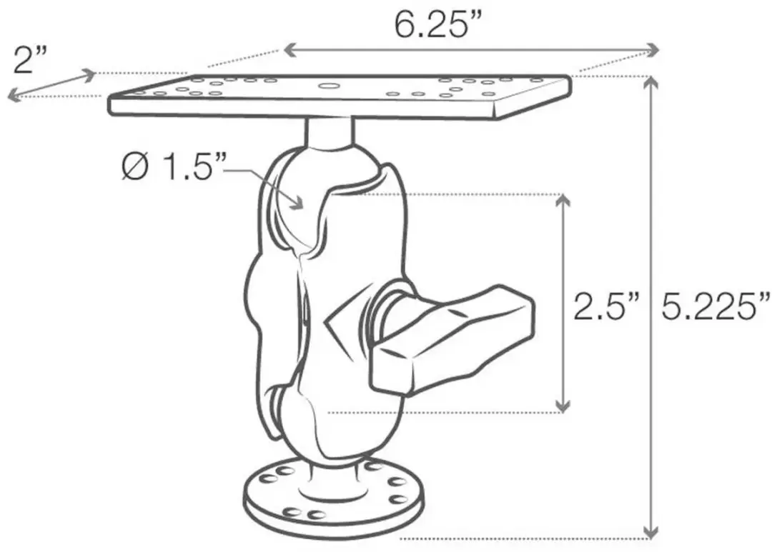 RAM Mounts RAM-111U-B Maritieme Elektronicahouder - afbeelding 6 van 6