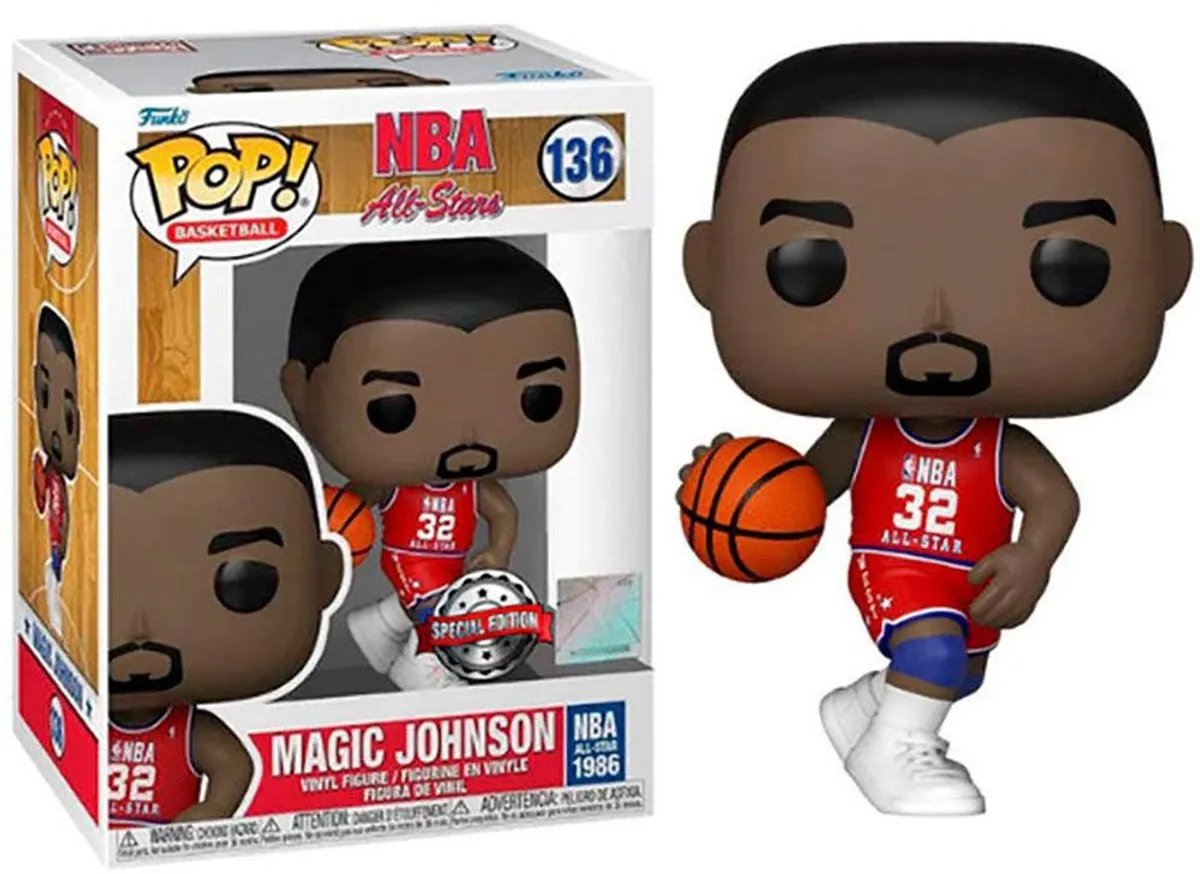 Funko Pop! NBA All-Stars Magic Johnson #136 - Rood - afbeelding 4 van 6