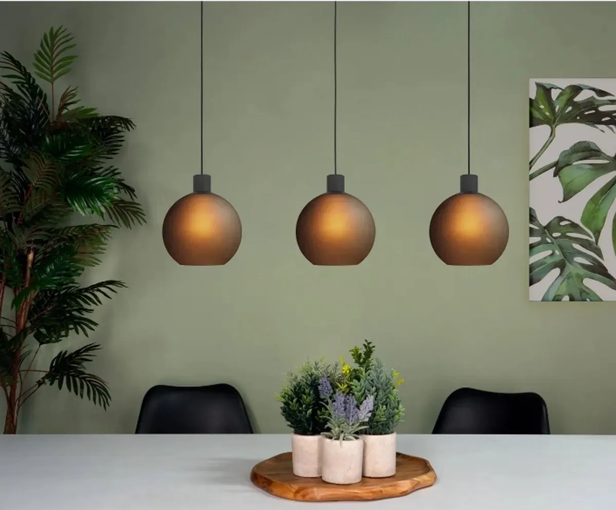 Eglo Cesenatico Hanglamp - 3xE27 Gerookt Glas - Zwart