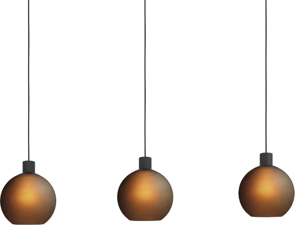 Eglo Cesenatico Hanglamp - 3xE27 Gerookt Glas - Zwart