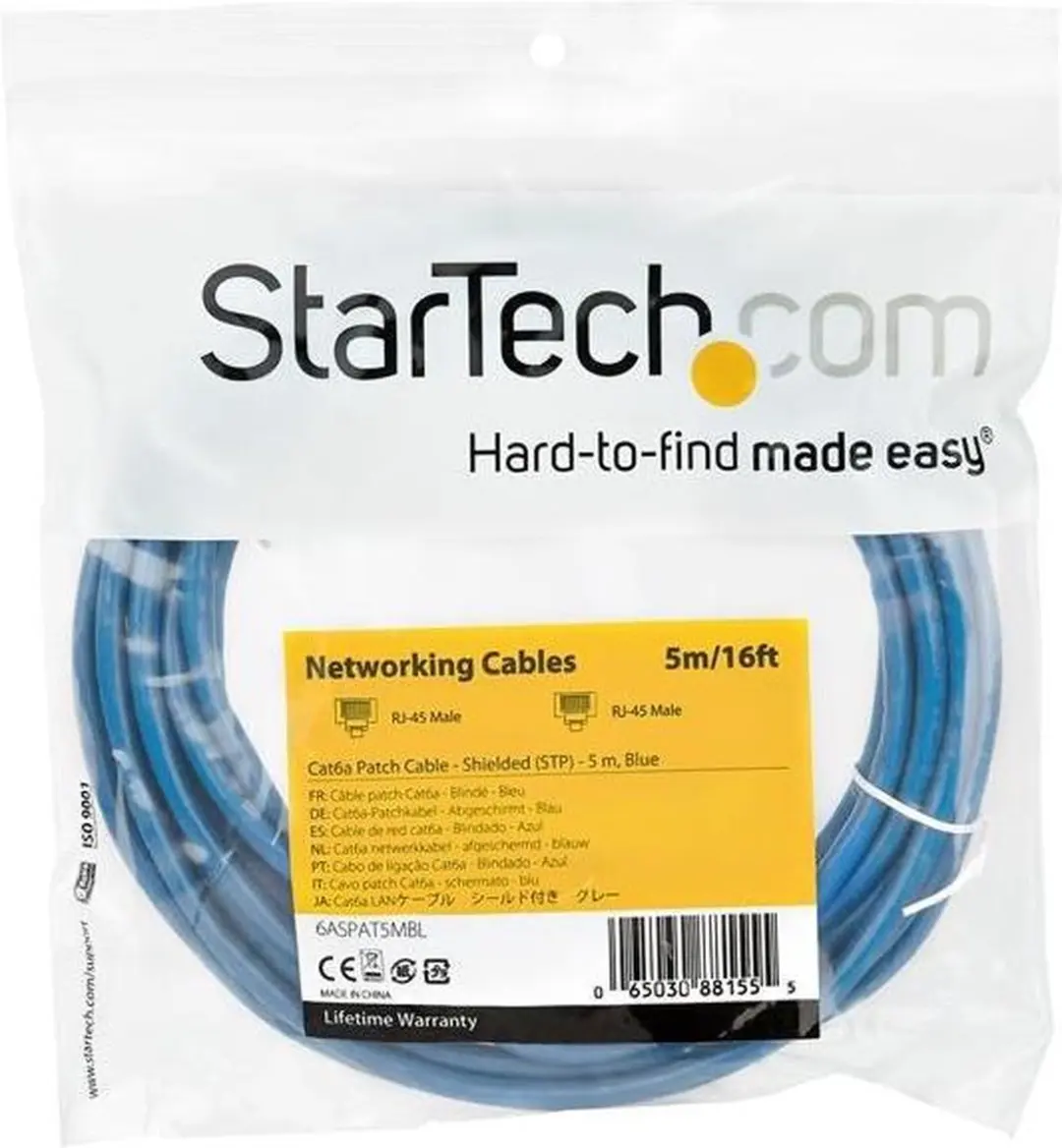 Startech 5m CAT6A Netwerkkabel RJ45 - Blauw - afbeelding 6 van 6