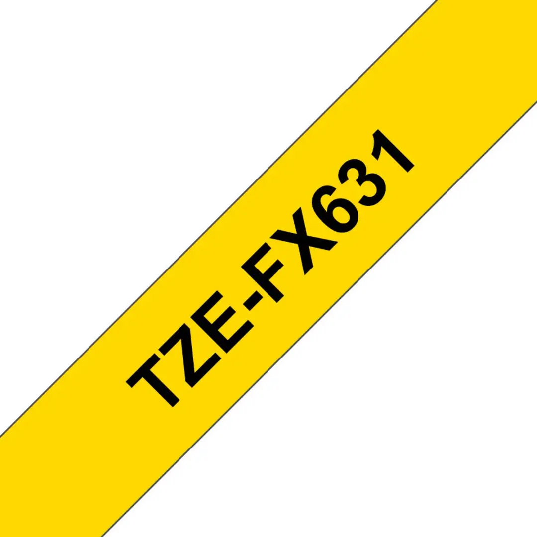 Brother TZEFX631 Labelprinter - 12mm x 8m - Zwart op geel