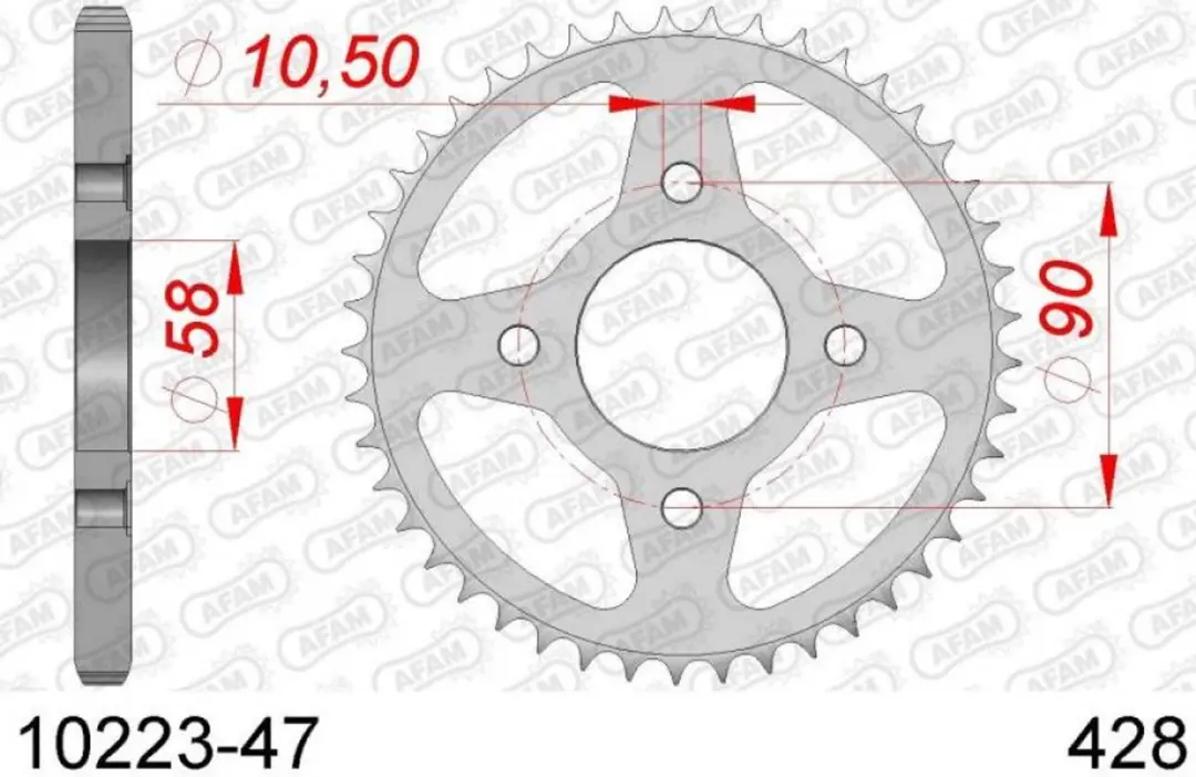 Afam Tandwiel 47 DTS Steek 428 - Ø58mm - Brixton 125 BX 10223-47