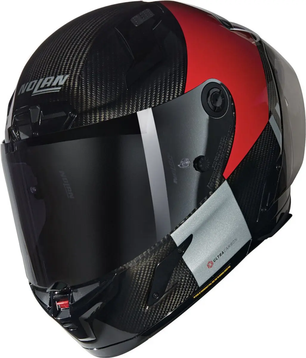 Nolan X-804 RS Combo Gara 351 Carbon Rood Grijs Zwart Glossy Integraalhelm