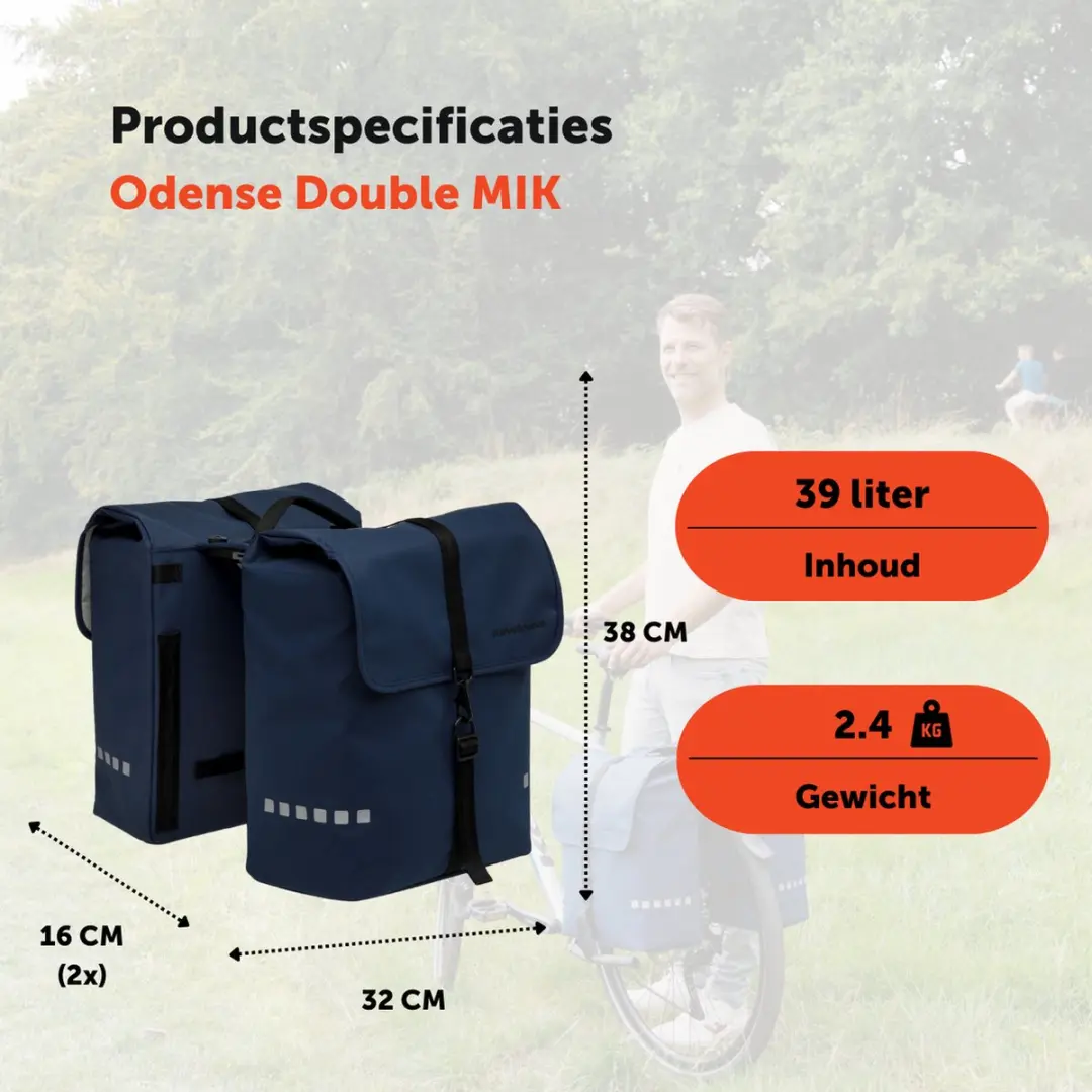 New Looxs Odense Double MIK Dubbele Fietstas 39L - Dark Blue
