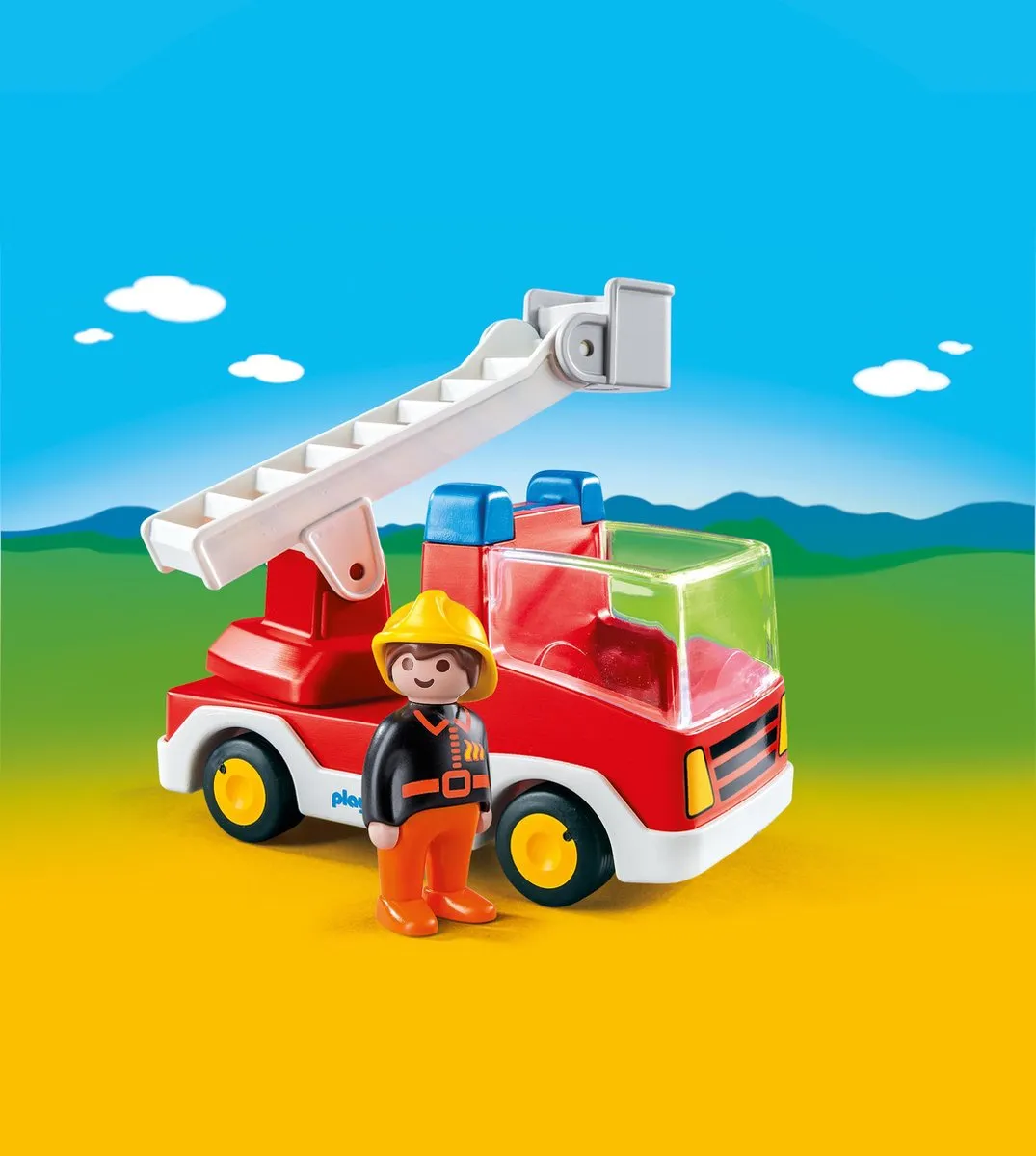 PLAYMOBIL 1.2.3 Brandweerwagen met ladder - 6967