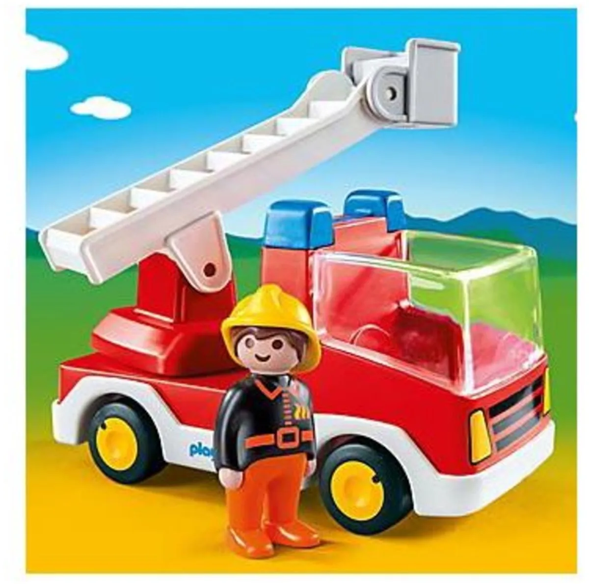 PLAYMOBIL 1.2.3 Brandweerwagen met ladder - 6967