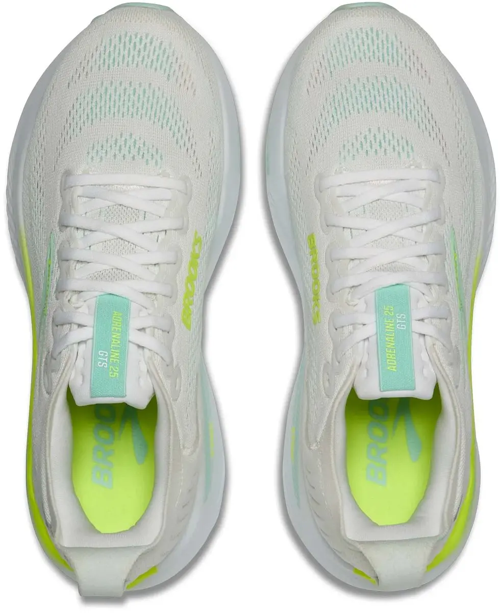 Brooks Adrenaline GTS 25 Dames Hardloopschoenen - Lichtgrijs/Wit/Geel