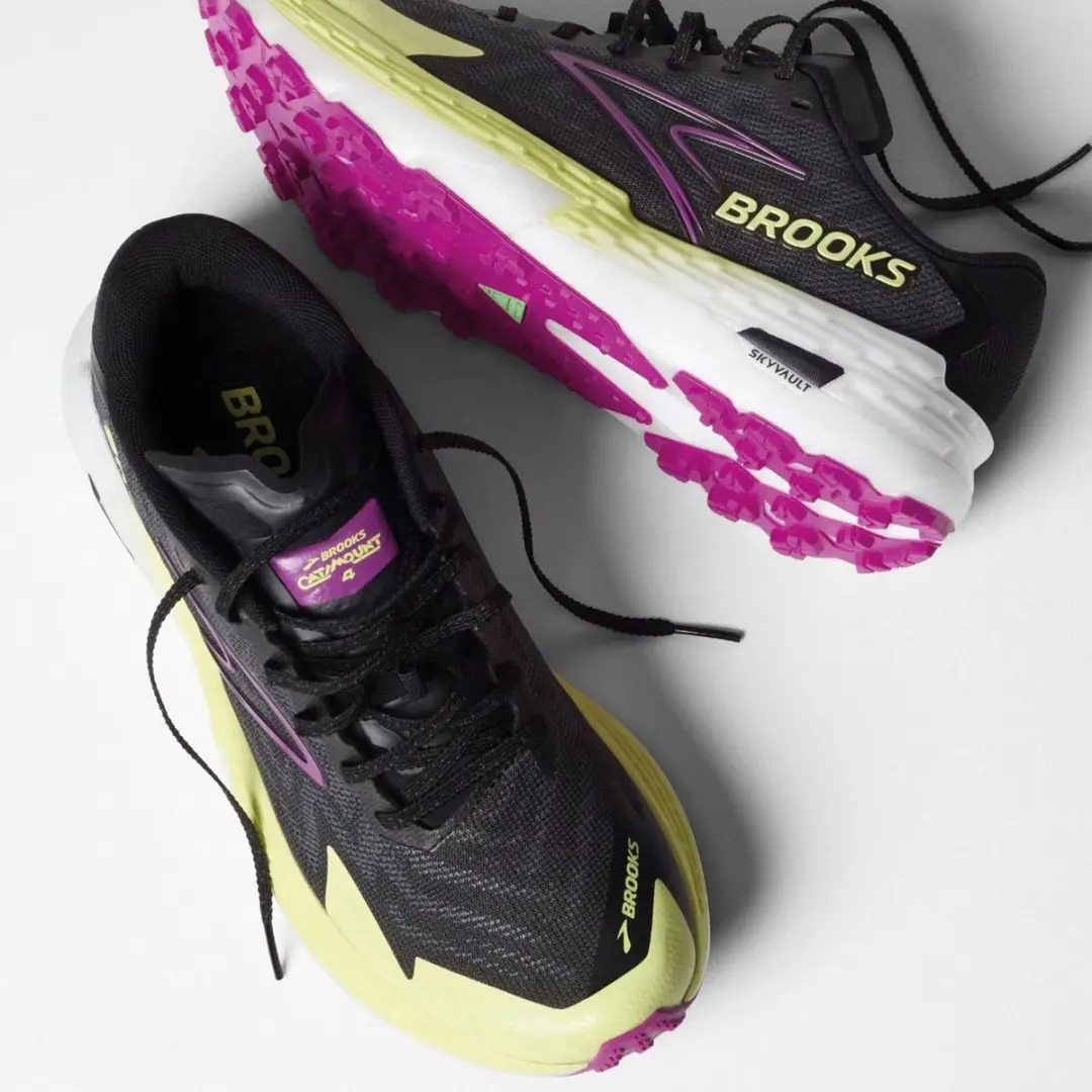 Brooks Catamount 4 Trailrunning Schoenen Dames 42 - Donkergrijs/Wit/Paars/Geel