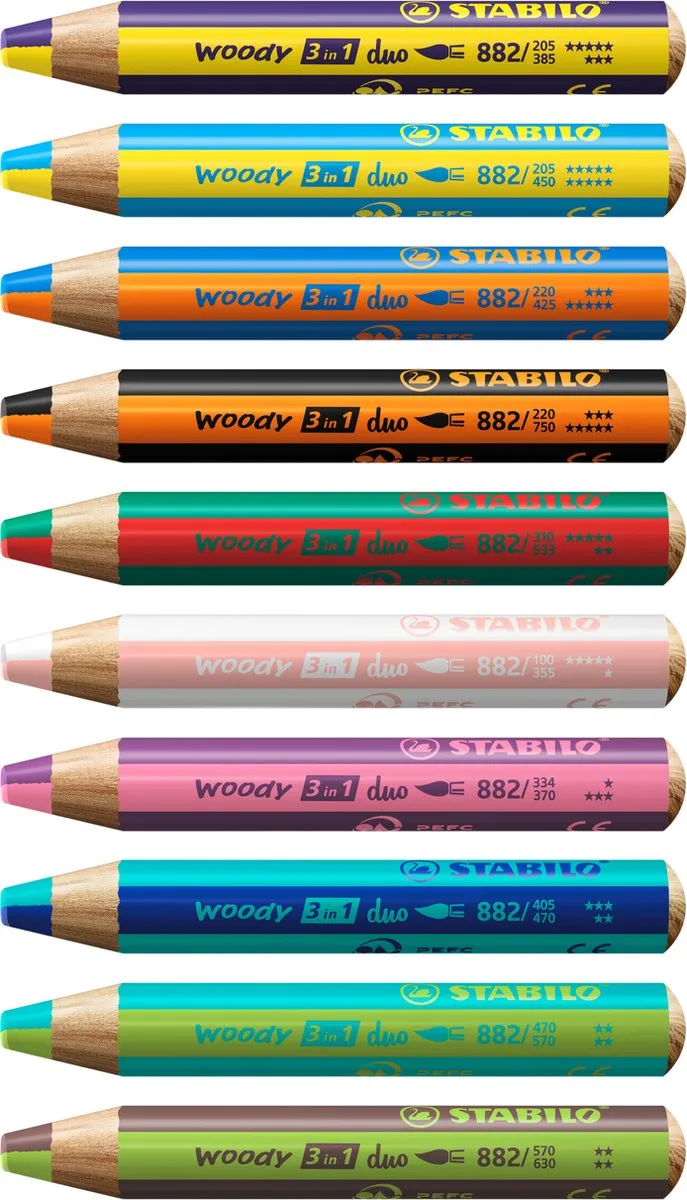 STABILO Woody 3-in-1 Duo - Oranje/Blauw