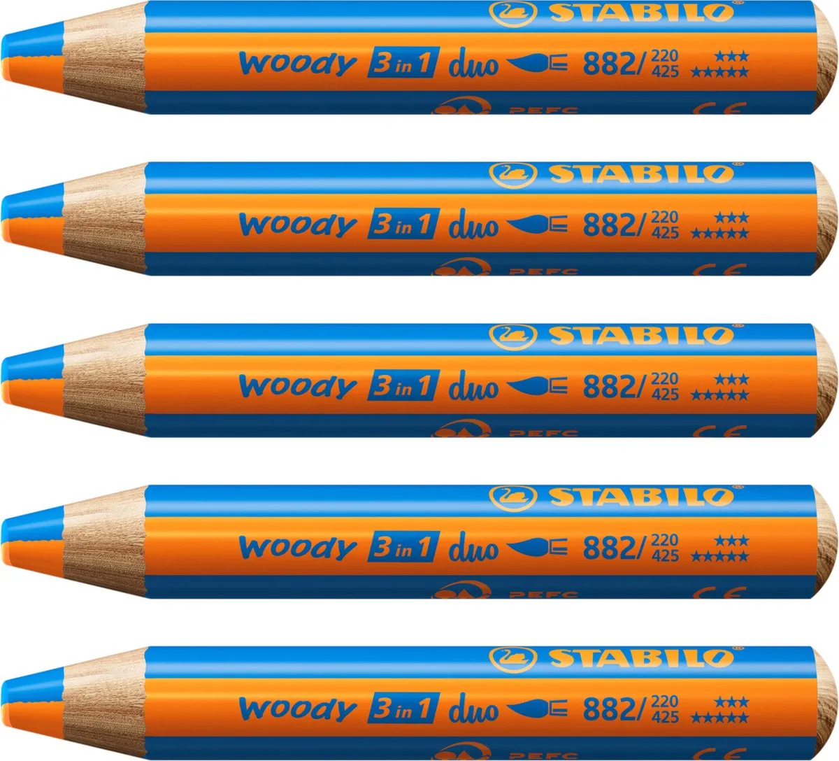 STABILO Woody 3-in-1 Duo - Oranje/Blauw