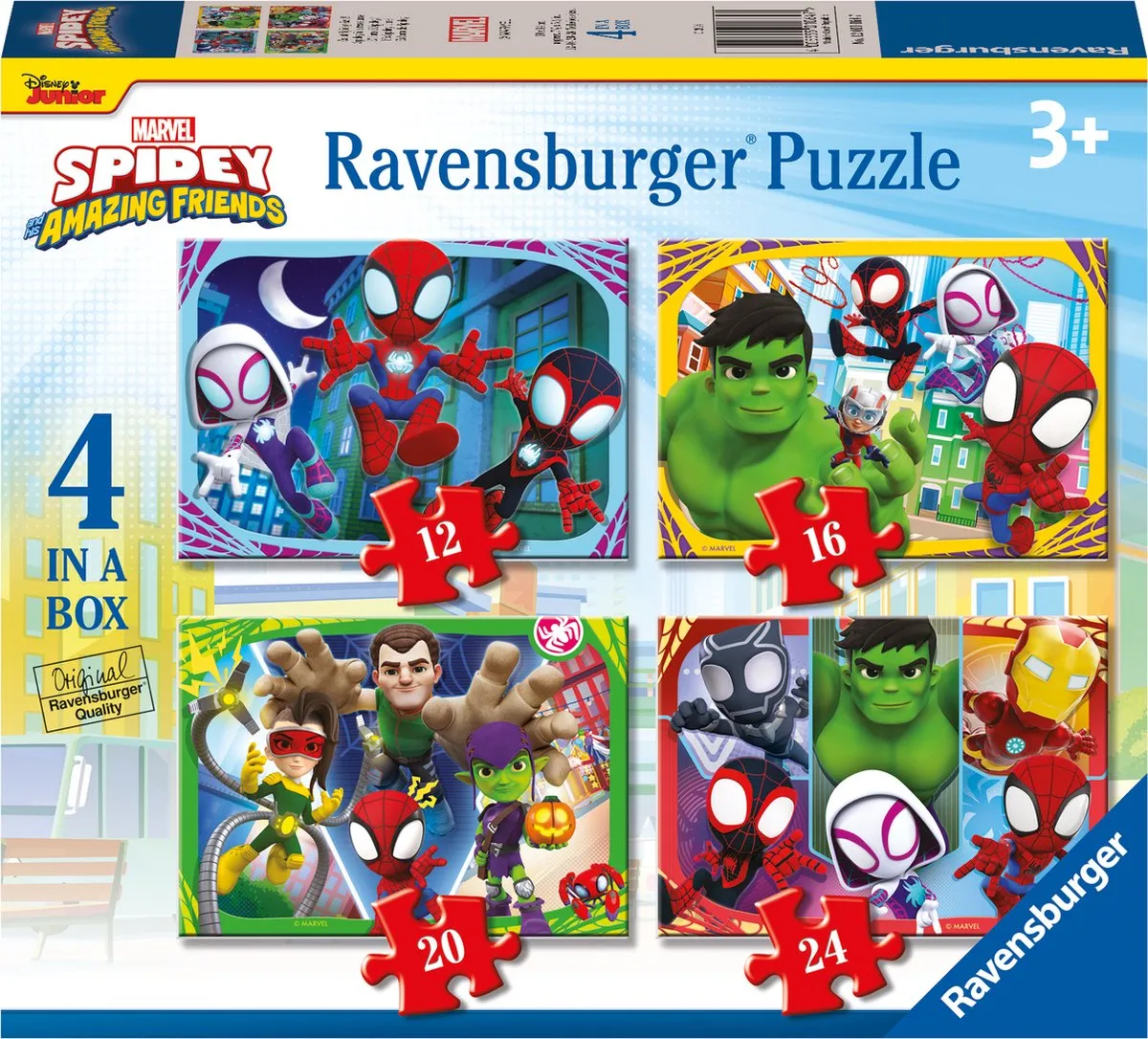 Ravensburger Spidey and his Amazing Friends 4-in-1 Puzzel - 72 Stuks