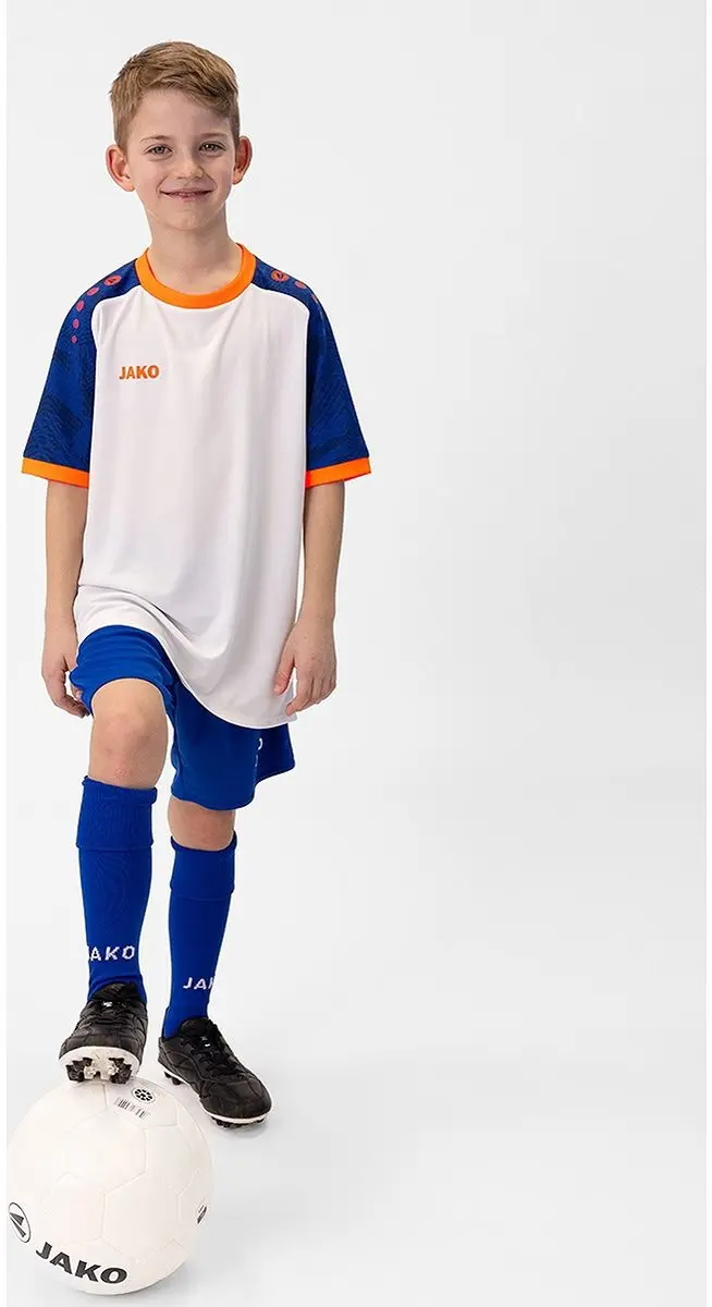 JAKO Iconic Shirt Korte Mouw Kinderen 152 - Wit/Royal/Fluo Oranje