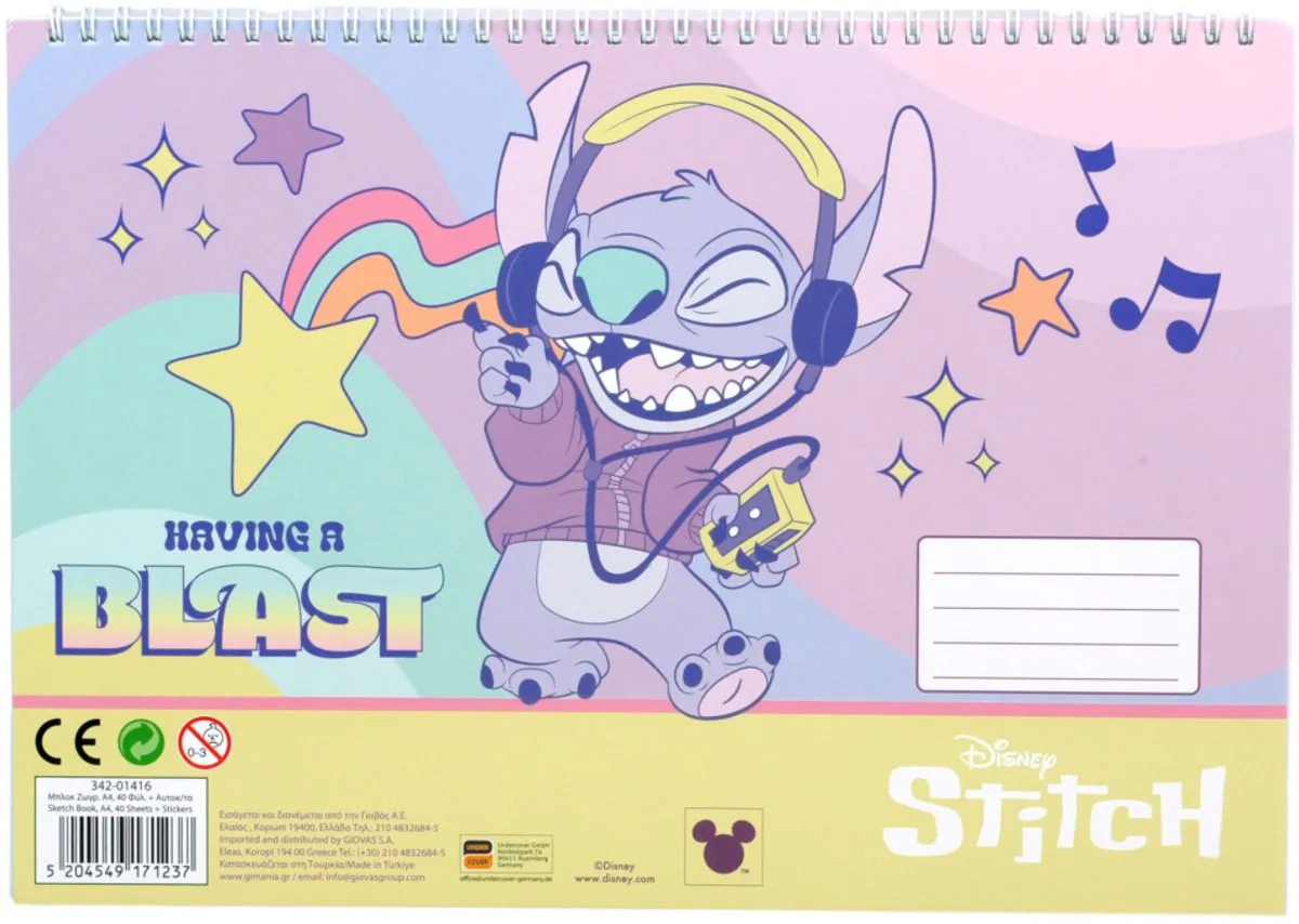 Disney Lilo & Stitch Spiraal Schetsboek A4 - 40 Pagina's