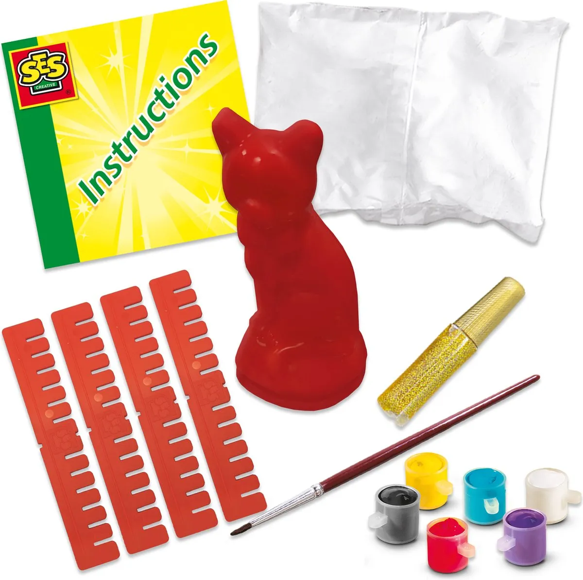SES Creative Kat 3D Gietmal - inclusief gips, verf & glitter