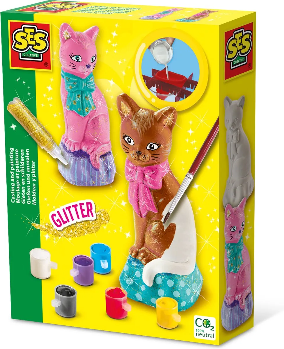 SES Creative Kat 3D Gietmal - inclusief gips, verf & glitter